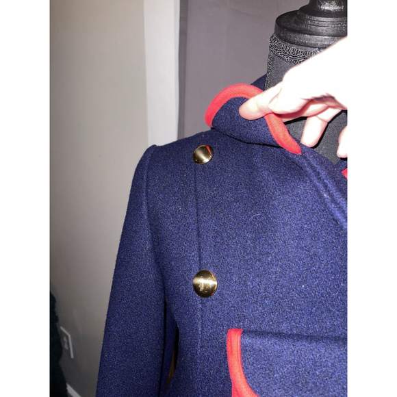 Vintage Wool Rainbow Brand Womens Navy Red Trimmed Military 60s Style Size Small - Picture 4 of 7